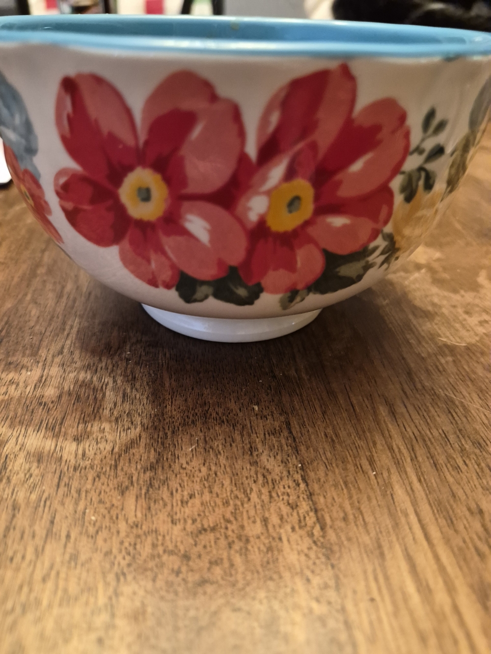 The Pioneer Woman Replacement Floral Ceral/Soup Footed Bowl in Red and Turquoise